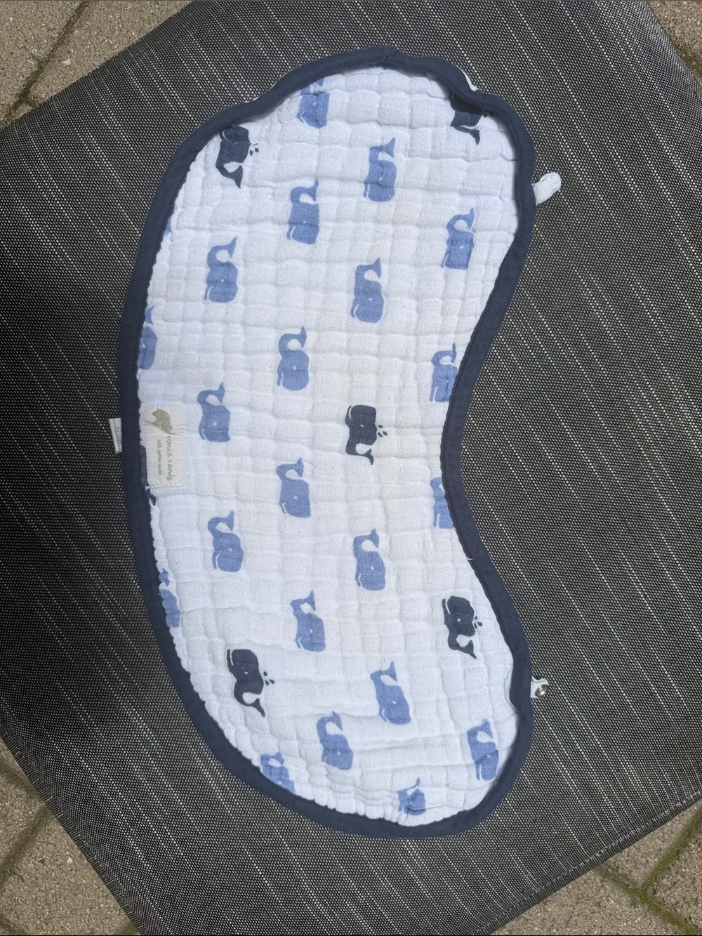 Unbranded Blue Elephant Muslin Burp Cloth (button bib)